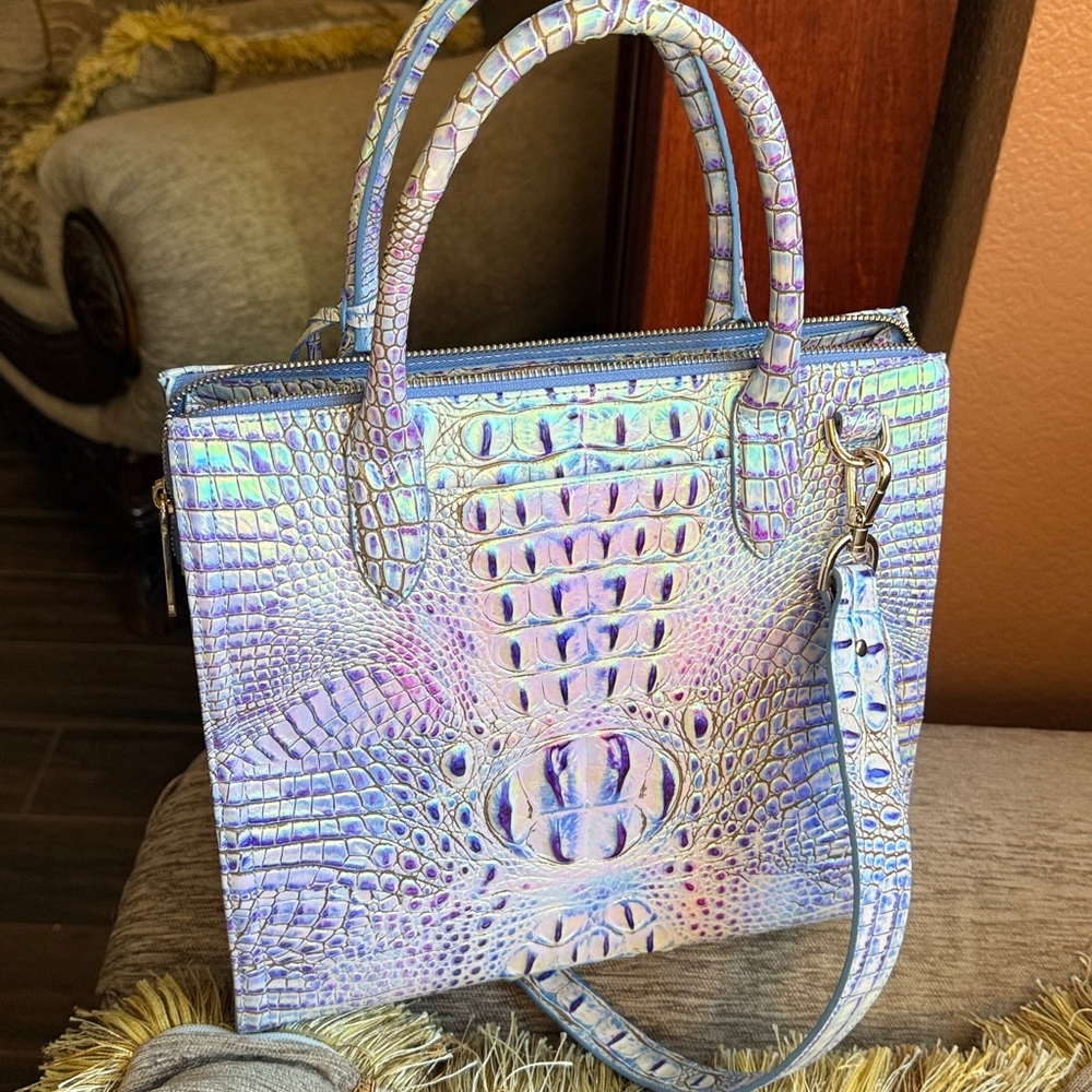 NWOT BRAHMIN CAROLINE satchel in Mulberry - Picture 4 of 12